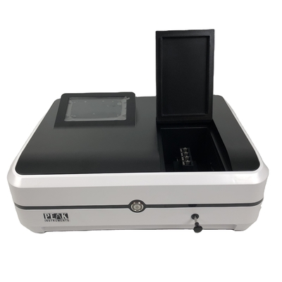 Espectrofotómetro de feixe único, definição automática do comprimento de onda e precisão fotométrica de ±0,5%T