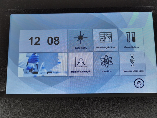 Espectrômetro de tela sensível ao toque de 7 polegadas de tamanho, duplo feixe UV, espectrofotômetro visível