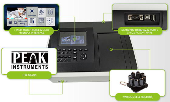 Suporte personalizado 190-1100nm Full Function Single Beam UV Visible Spectrophotometer