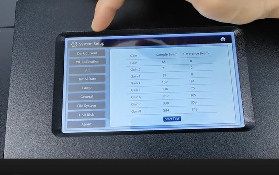8 Detentor de células T-9200 UV Espectrofotômetro visível com largura de banda de 2 nm e ecrã táctil